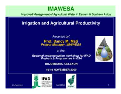 Microsoft PowerPoint - IMAWESA presentation at IFAD workshop Burundi 17 Nov09