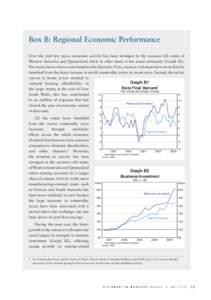 Box B: Regional Economic Performance Over the past few years, economic activity has been strongest in the resource-rich states of Western Australia and Queensland, while in other states it has eased noticeably (Graph B1)