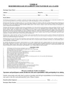 Microsoft Word - REQUIRED RELEASE OF LIABILITY AND WAIVER OF ALL CLAIMS-Minor-Rev.doc