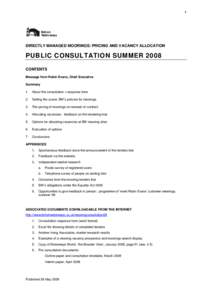 1  DIRECTLY MANAGED MOORINGS: PRICING AND VACANCY ALLOCATION PUBLIC CONSULTATION SUMMER 2008 CONTENTS