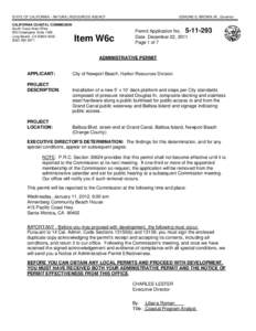 California Coastal Commission Staff Report and Recommendation Regarding Permit Application No[removed]Smith Trust, Newport Beach)
