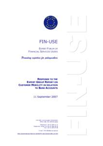 FIN-USE Response to the expert group report on customer mobility in relation to bank accounts