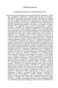 CHAPTER[removed]Committee Substitute for House Bill No. 821 An act relating to international commercial arbitration; amending s[removed], F.S.; conforming a reference to changes made by the act; creating s[removed], F.S.