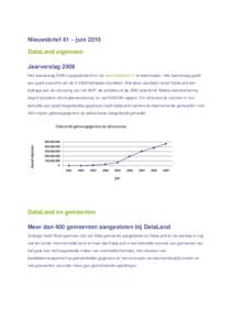 Nieuwsbrief 41 – juni 2010 DataLand algemeen Jaarverslag 2009 Het Jaarverslag 2009 is gepubliceerd en via www.dataland.nl te downloaden. Het Jaarverslag geeft een goed overzicht van de in 2009 behaalde resultaten. Met 