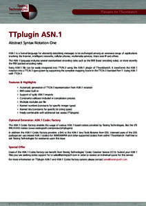 A Spirent Company  TTplugins for TTworkbench TTplugin ASN.1 Abstract Syntax Notation One