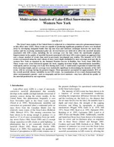 Pereira, G., and M. Muscato, 2013: Multivariate analysis of lake-effect snowstorms in western New York. J. Operational Meteor., 1 (14), 157167, doi: http://dx.doi.org[removed]nwajom[removed]Journal of Operational 