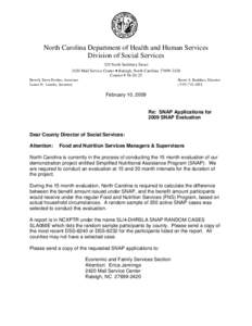 North Carolina Department of Health and Human Services Division of Social Services 325 North Salisbury Street 2420 Mail Service Center • Raleigh, North Carolina[removed]Courier # [removed]Beverly Eaves Perdue, Gover