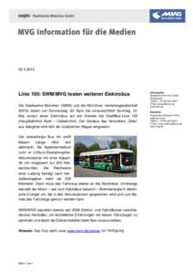 Linie 100: SWM/MVG testen weiteren Elektrobus