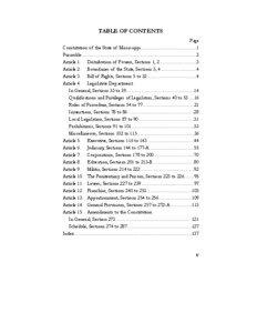 TABLE OF CONTENTS Page Constitution of the State of Mississippi..................................................1