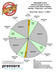 PROGRAM CLOCK Effective October 12, 2011 Premiere XDS PRO4-P Satellite Monday - Friday 3am - 7am Pacific Rock Feed - HoursONLY 00:00