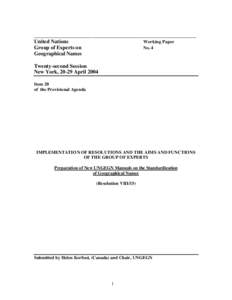 _____________________________________________________________ United Nations Working Paper Group of Experts on No. 4 Geographical Names