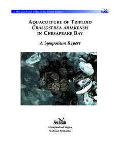 A Maryland and Virginia Sea Grant Report  AQUACULTURE OF TRIPLOID CRASSOSTREA ARIAKENSIS IN CHESAPEAKE BAY A Symposium Report