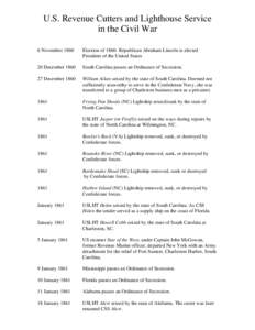 Revenue Cutter & Lighthouse Service Civil War Chronology
