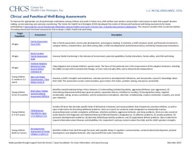 To improve the appropriate use of psychotropic medications among children and youth in foster care, child welfare case workers and providers need access to tools that support decision making, service planning, and outcom