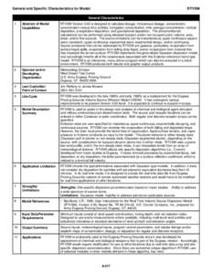 General and Specific Characteristics for Model:  RTVSM