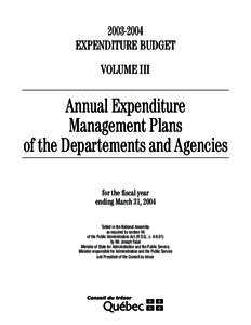 [removed]EXPENDITURE BUDGET VOLUME III Annual Expenditure Management Plans
