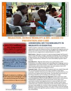 HIV, TB, MALARIA, CHOLERA, RE/EMERGING DISEASES & MOBILITY  CROSS-CUTTING HEALTH THEMES & RESEARCH MIGRATION & HEALTH POSITION PAPER SERIES Uganda’s Ministry of Works and Transport offering HIV counseling services duri