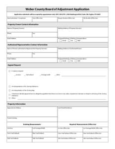 Weber County Board of Adjustment Application Application submittals will be accepted by appointment only[removed][removed]Washington Blvd. Suite 240, Ogden, UT[removed]Date Submitted / Completed Fees (Office Use)