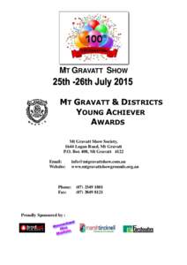 MT GRAVATT SHOW  MT GRAVATT & DISTRICTS YOUNG ACHIEVER AWARDS Mt Gravatt Show Society,