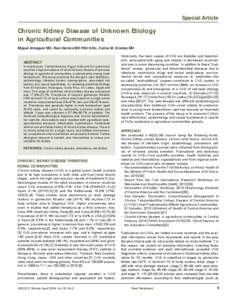 Special Article  Chronic Kidney Disease of Unknown Etiology in Agricultural Communities Miguel Almaguer MD, Raúl Herrera MD PhD DrSc, Carlos M. Orantes MD