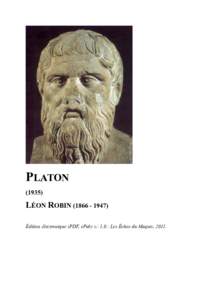 PLATONLÉON ROBIN) Édition électronique (PDF, ePub) v.: 1,0 : Les Échos du Maquis, 2011.