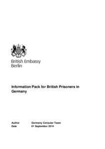 Information Pack for British Prisoners in Germany Author Date