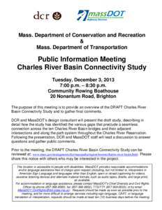 Microsoft Word - DCR MassDOT CRB Connectivity Study Public Meeting Notice[removed]doc