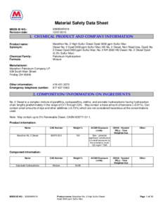 Material Safety Data Sheet 0280MAR019[removed]MSDS ID NO.: Revision date: