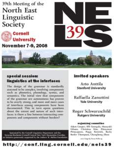 39th Meeting of the  North East Linguistic Society Cornell