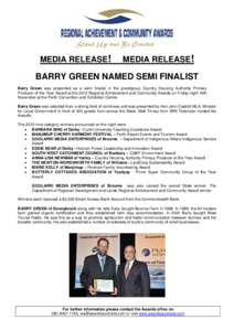Microsoft Word[removed]Media Release - Barry Green