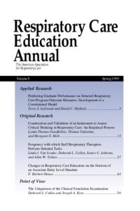 Respiratory Care Education Annual The American Association for Respiratory Care Volume 8