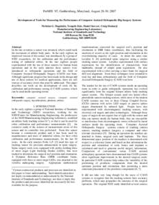 Design and fabrication of an operating room computer assisted orthopaedic hip surgery artifact