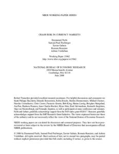 NBER WORKING PAPER SERIES  CRASH RISK IN CURRENCY MARKETS Emmanuel Farhi Samuel Paul Fraiberger Xavier Gabaix