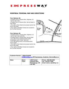 TM  cpr.ca MONTREAL TERMINAL MAP AND DIRECTIONS From Highway 20: