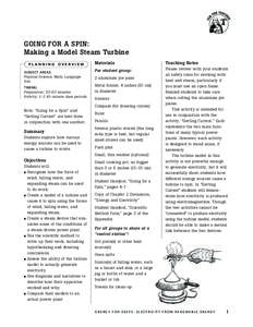 GOING FOR A SPIN: Making a Model Steam Turbine PLANNING OVERVIEW SUBJECT AREAS:  Materials