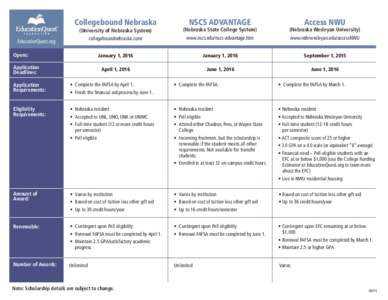 Collegebound Nebraska  NSCS ADVANTAGE Access NWU