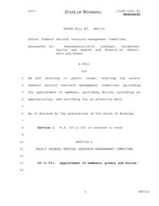 2013 General Session - Engrossed Version - HB0116 - Select federal natural resource management committee.