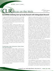 fall 2010 • Volume 31, Number 1  CUR Focus on the Web Jennifer A. Bennett Juniata College