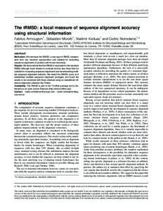 BIOINFORMATICS  Vol. 22 no[removed], pages e35–e39 doi:[removed]bioinformatics/btl218  The iRMSD: a local measure of sequence alignment accuracy