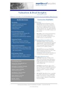 Member NASD, SIPC  Valuation & Deal Insights Fourth QuarterIndustry Coverage—IT & IT-Enabled Outsourced Services & IT Supply Chain Services