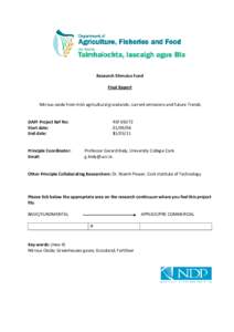 Research Stimulus Fund Final Report Nitrous oxide from Irish agricultural grasslands: current emissions and future Trends  DAFF Project Ref No: