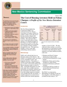 New Mexico Sentencing Commission January 2005 Summary The estimated annual cost of housing arrestees using actual facility cost in