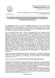 Gerichtshof der Europäischen Union PRESSEMITTEILUNG NrLuxemburg, den 5. Mai 2015 Presse und Information