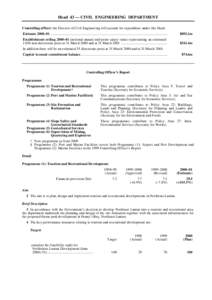 Head 43 — CIVIL ENGINEERING DEPARTMENT Controlling officer: the Director of Civil Engineering will account for expenditure under this Head. Estimate 2000–01............................................................