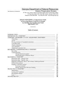 Georgia Department of Natural Resources Noel Holcomb, Commissioner Historic Preservation Division W. Ray Luce, Division Director and Deputy State Historic Preservation Officer 34 Peachtree Street, NW, Suite 1600, Atlanta