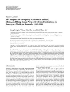 The Progress of Emergency Medicine in Taiwan, China, and Hong Kong: Perspective from Publications in Emergency Medicine Journals, 1992–2011