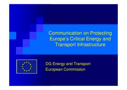 EU-level activities to protect critical energy and transport infrastructure