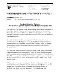 National Park Service U.S. Department of the Interior Independence National Historical Park