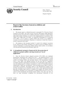 Democratic Republic of the Congo / Child labour / Military sociology / Ageism / Military use of children / United Nations Organization Stabilization Mission in the Democratic Republic of the Congo / United Nations Security Council Resolution / Second Congo War / United Nations Security Council / United Nations