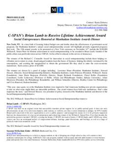 PRESS RELEASE November 14, 2012 Contact: Kasia Zabawa Deputy Director, Center for State and Local Leadership [removed[removed]